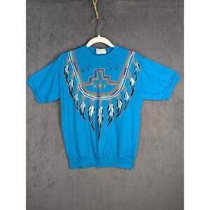 Vintage Palm Springs Yacht Club Shirt Womens Medium Native American Tribal Blue